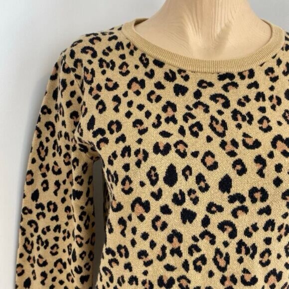 J. Crew Women's Size Medium Animal Leopard Print Pullover Cotton Sweater Top - Picture 7 of 11